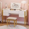 Makeup Vanity Desk with Flip Top Mirror and Lights, 47" 3 in 1 Vanity Table with 5 Drawers - 3 of 4