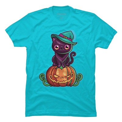 Men's Design By Humans Ferociously Cute Halloween Vampire Witch Kitty Cat By LittleBunnySunshine T-Shirt