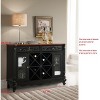Kings Brand Furniture Buffet Server Wine Cabinet Console Table, Black / Walnut - 4 of 4