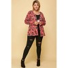 Slickblue Plus Size Animal Print Open Front Cropped Cardigan for Women, Long Sleeve, Red, Size 1XL-3XL - 3 of 4