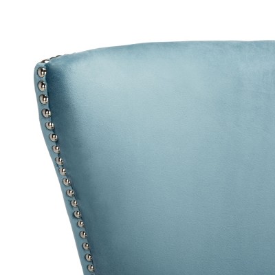 Light Blue Velvet Wingback Accent Chair with Acrylic Legs