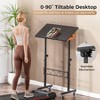 COMHOMA Small Standing Desk, Adjustable Height & Tiltable Tabletop, Mobile Stand Up Desk for Home Office Work and Walking Pad Treadmill - 2 of 4