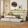 TopComfy Beds Twin Size Daybed with Storage Drawers Upholstered Design with Soft Padded Bedroom Furniture for Bedroom, Beige, 78.35"*10.24"*6.69" - 2 of 4