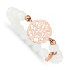 Chisel Stainless Steel Polished Rose IP-plated Tree of Life 8mm White Jade Beaded Stretch Bracelet - 2 of 4