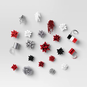 36ct Christmas Bows and Curling Ribbon Kit Silver/Red/White/Black - Wondershop™ - 1 of 3
