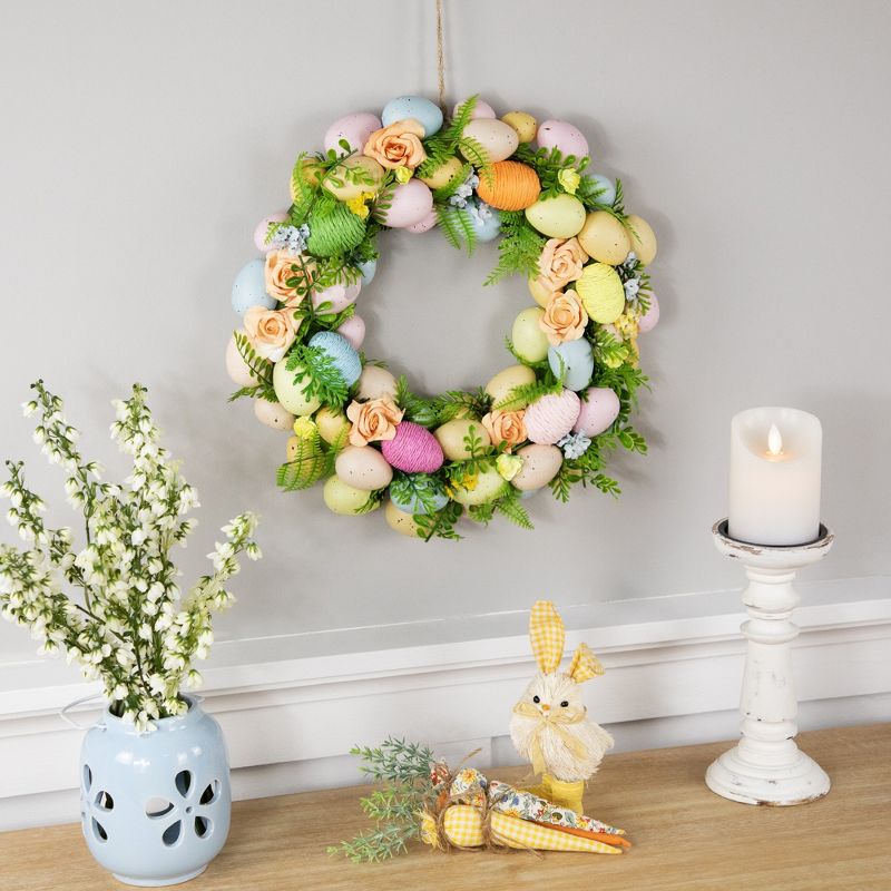 Northlight Artificial Floral Easter Egg Spring Wreath - 15", 2 of 8