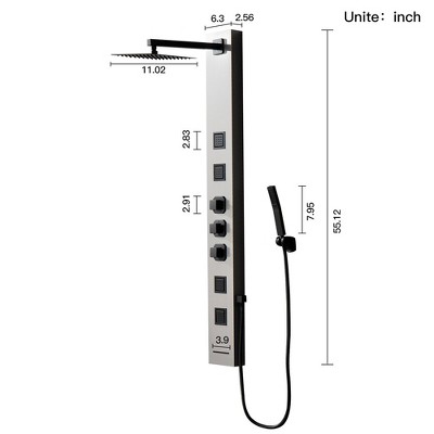 Stainless Steel Multi-Function Shower Panel with Jets and Handheld