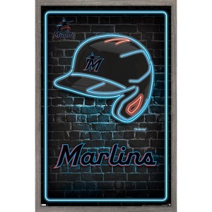 Trends International MLB Miami Marlins - Neon Helmet 23 Framed Wall Poster Prints - 1 of 4