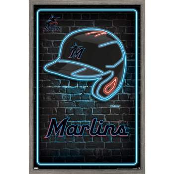 Trends International MLB Miami Marlins - Neon Helmet 23 Framed Wall Poster Prints