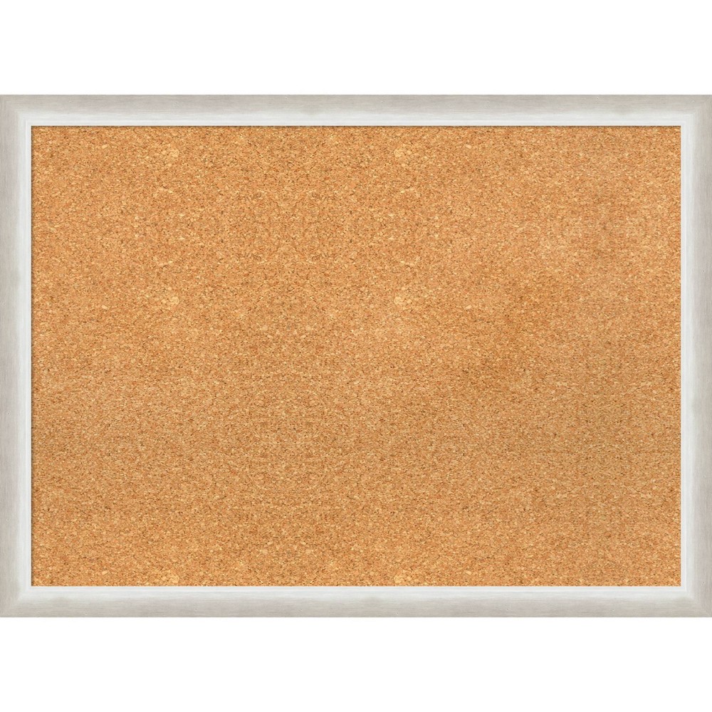 Photos - Dry Erase Board / Flipchart 30"x22" Two Tone Wood Frame Natural Cork Board Silver - Amanti Art