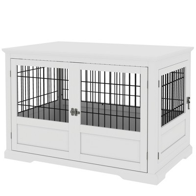 Extra Large White MDF and Steel Dog Crate Table