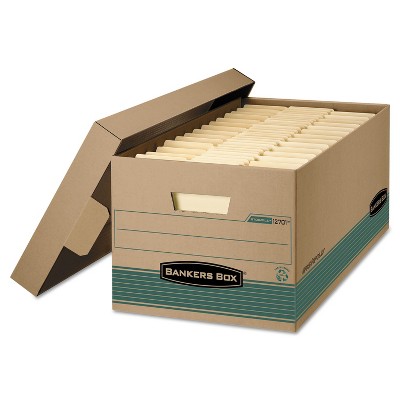 Bankers Box STOR/FILE Storage Box Legal Locking Lift-off Lid Kraft/Green 12/Carton 1270201