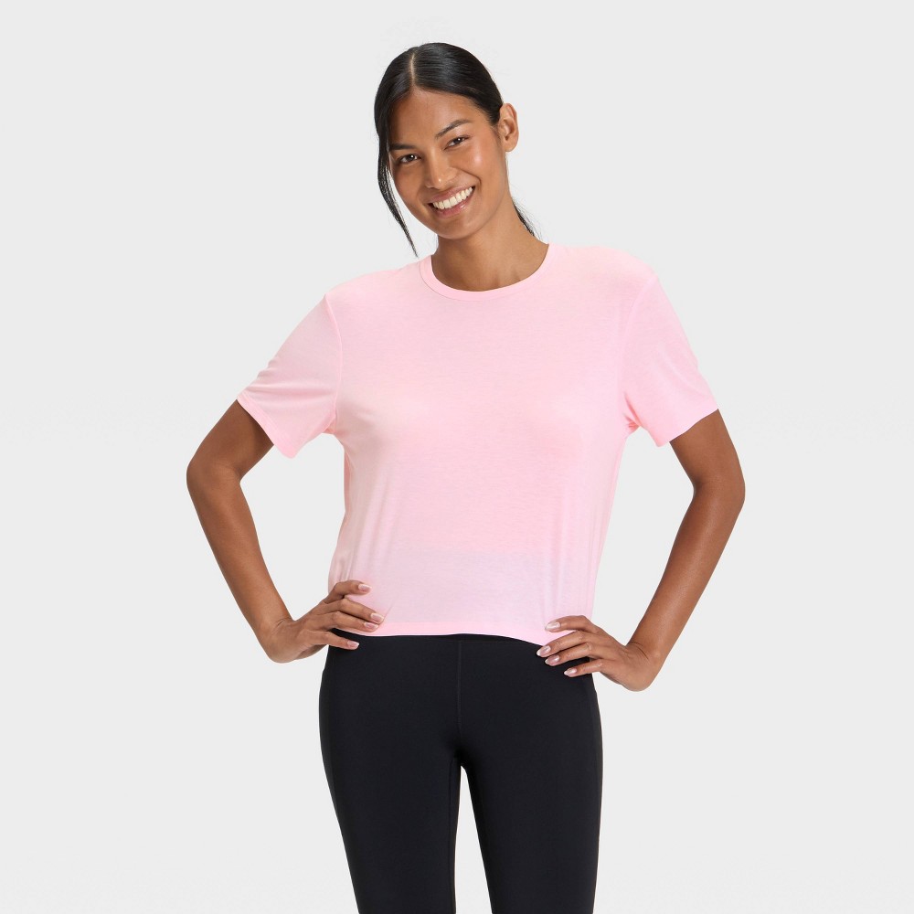 Women's Crewneck Short Sleeve T-Shirt - All In Motion™ Light Pink L