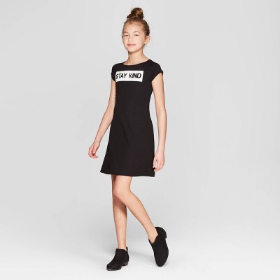 girls black knit dress