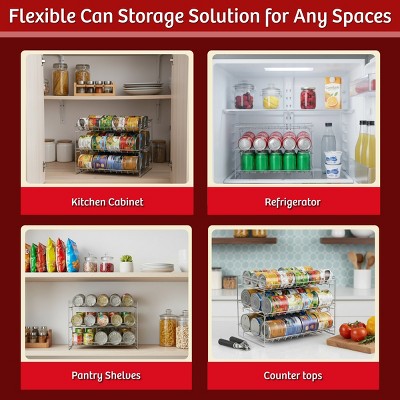 Hastings Home 3-Tier Can Dispenser Organizer Rack - Storage Accessory for Kitchen Pantry, Countertops, and Cabinets - Chrome — фото 5