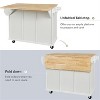 LunaLulinlk Kitchen Cart with Rubber wood Drop-Leaf Countertop ,Cabinet door internal storage racks,White - 3 of 4