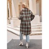 Womens Shirts Casual Oversized Button Down Longline Plaid Shirts - 2 of 4