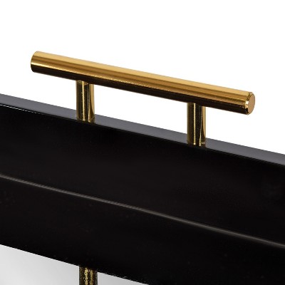 Black and Gold Hexagon Mirrored Wooden Serving Tray