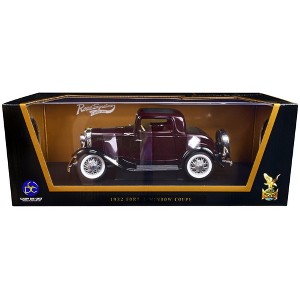 1932 Ford 3-Window Coupe Burgundy with Black Top 1/18 Diecast Model Car by Road Signature - 1 of 3