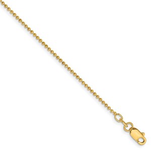 Black Bow Jewelry 1.2mm, 14k Yellow Gold, Diamond Cut Hollow Ball Chain Anklet - 1 of 4