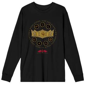 House of the Dragon Gold Crown Men's Black Long Sleeve Shirt