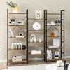 Tangkula Triple Wide 5 Tiers Bookshelf Open Display Shelves w/ Metal Frame Rustic Brown - 3 of 4