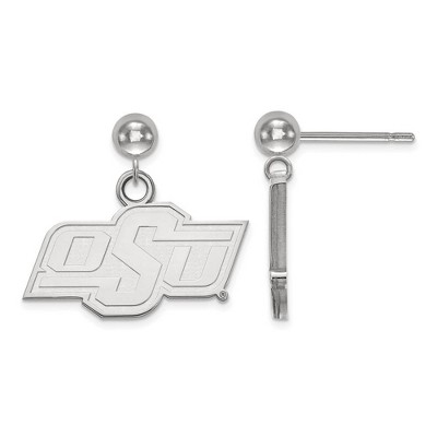 Black Bow Jewelry 14k White Gold Oklahoma State Cowboys NCAA Dangle Earrings