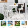 Costway 3PCS Cast Aluminum Patio Bistro Furniture Set Rose Design Outdoor White - 4 of 4