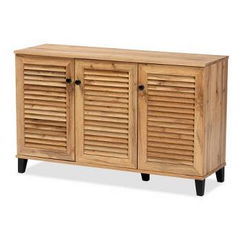 Coolidge Wood 3 Door Storage Cabinet Oak Brown - Baxton Studio