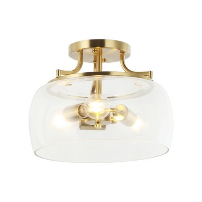 Parrot Uncle 13.3" Modern Brass Glass Semi-Flush Mount Ceiling Light