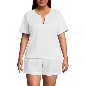 Lands' End Women's Supima Notch Neck T-shirt - 1 of 3