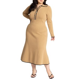 ELOQUII Ribbed Sweater Dress With Collar - 1 of 4