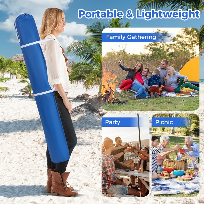 Costway UPF 50+ Beach Tent 6.6ft x 6.6ft Beach Cabana with Folding Table, 5 Sandbags, 5 of 11