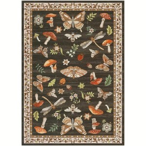 Washable Hallway Runner Rug, Modern Insect Floral Low Pile Kitchen Runner, Soft Non-Slip Stain-Resistant Carpet for Laundry or Bedroom - 1 of 4