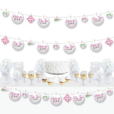 Big Dot of Happiness Golf Girl - Pink Birthday Party or Baby Shower DIY Decorations - Clothespin Garland Banner - 44 Pieces