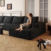 Whisen 107.5" 3-Seater Left Cloud Sectional Sofa, Plush Corduroy, Hassle-Free Setup for Modern Homes - Black - 2 of 4