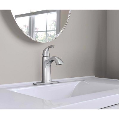 Moen Lindor Chrome Single-Handle Bathroom Sink Faucet 4 in.