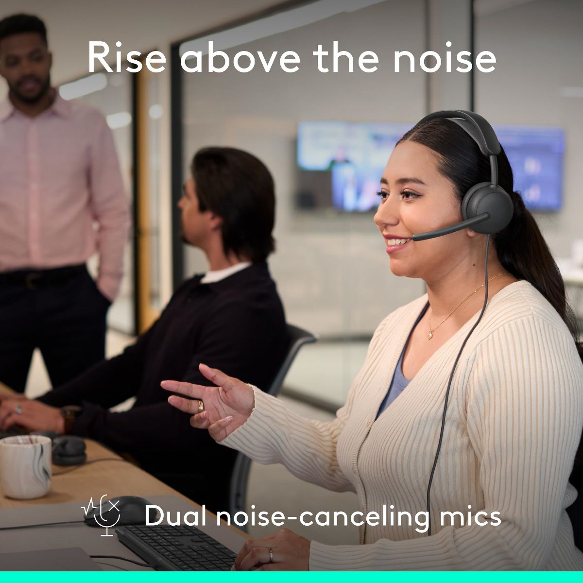 Logitech Zone Wired Headset w/ Hybrid ANC USB-C with USB-A Graphite 981-001611 - thumbnail 8