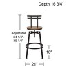 Elm Lane Clifton Bronze Metal Swivel Bar Stool Brown 29 1/2" High Industrial Adjustable Wood Seat with Backrest Footrest for Kitchen Counter Height - 4 of 4
