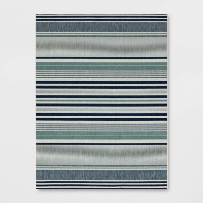 5'3"x7' Striped Outdoor Area Rug Blue - Threshold™