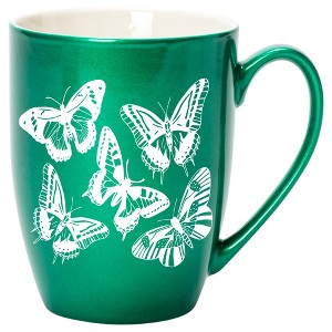 Elanze Designs Butterflies Emerald Green 10 ounce New Bone China Coffee Cup Mug - 1 of 1