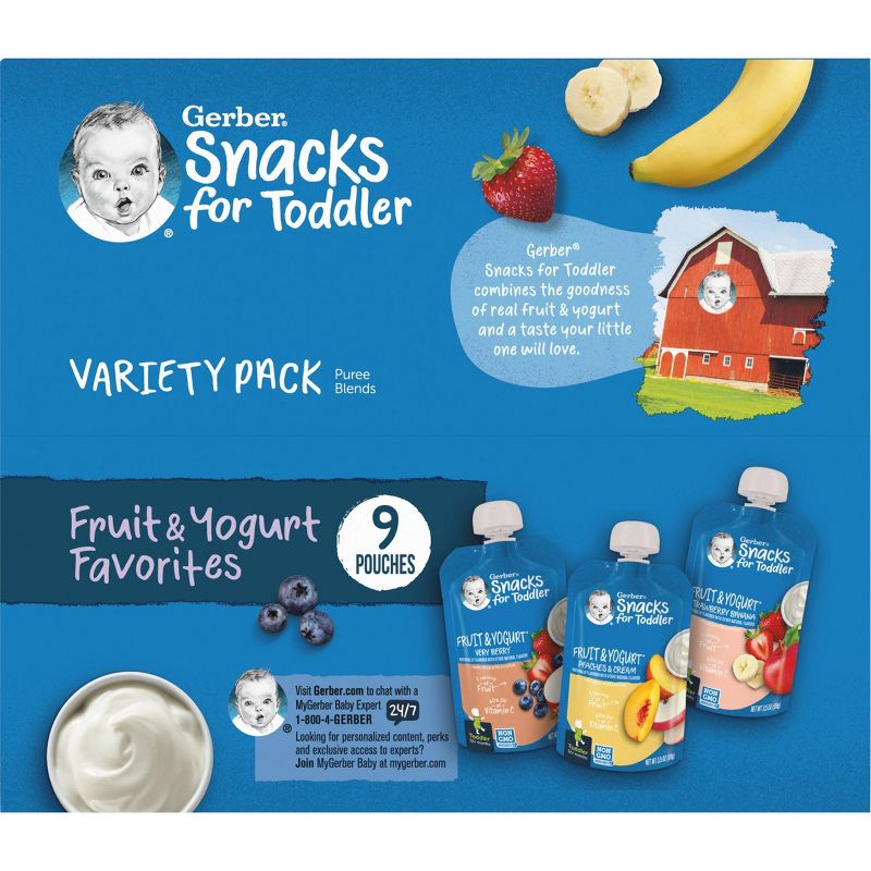 Gerber Fruit &#38; Yogurt Pouch Variety Baby Snacks - 1.96oz/9pk Each, 5 of 10