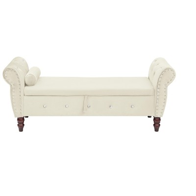 NicBex Modern 63" Storage Bench Velvet Accent Stool with Rolling Arms and Nailhead Trims for Entryway and Living Room