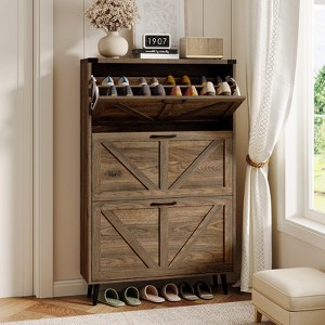 Narrow Slim Freestanding Rack Cabinet, Shoe Organizer Cabinet for Entryway - 1 of 4