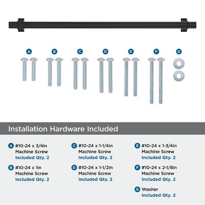 Matte Black 18" Modern Industrial Appliance Pull with Mounting Hardware