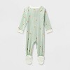 Baby Gingerbread Striped Ribbed Holiday Matching Family Footed Pajama - Wondershop™ Cream - 2 of 4