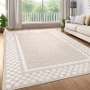 Washable Area Rug Living Room Rugs Modern Bordered Soft Throw Carpet Low Pile Non Slip Checkered Bedroom Rug Geometric Carpet for Nursery - 2 of 4