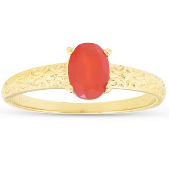Pompeii3 1ct Mexican Fire Opal Vintage Ring 14k Yellow Gold