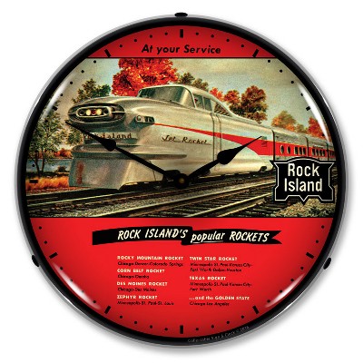 Collectable Sign & Clock | Rock Island Rockets LED Wall Clock Retro/Vintage, Lighted