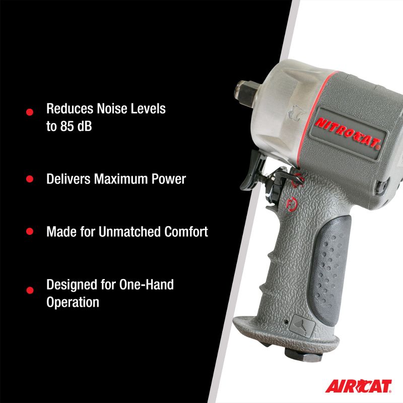 AIRCAT 1076-XL 3/8-Inch Nitrocat Composite Compact Impact Wrench 750 ft-lbs, 5 of 10